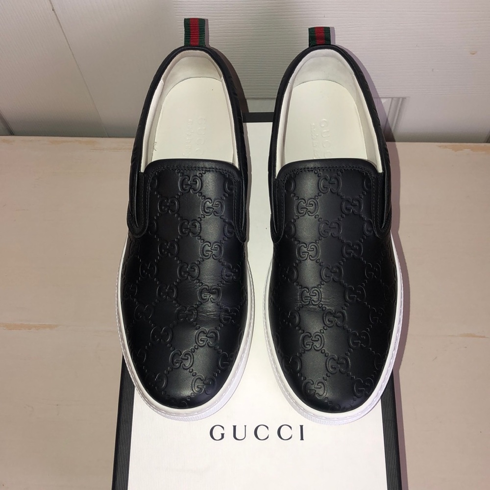 Black Gucci Dublin GG Leather Skate Shoes